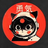Space Cat Courage Japanese Retro Kawaii Cute Astronaut Cat Golf Towel