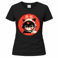 Space Cat Courage Japanese Retro Kawaii Cute Astronaut Cat Women's T-Shirt