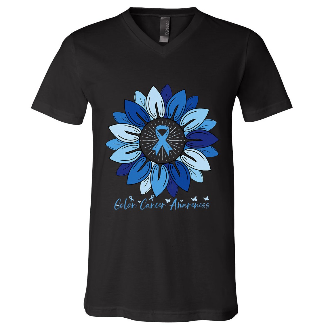 Sunflower Colon Cancer Awareness Month V-Neck T-Shirt