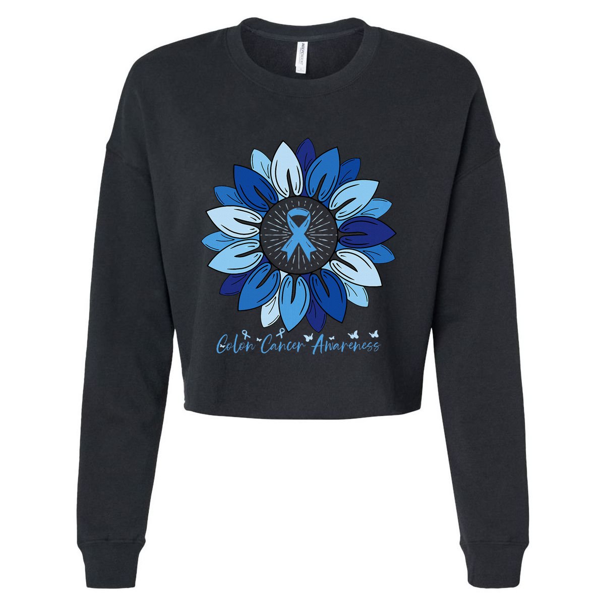 Sunflower Colon Cancer Awareness Month Cropped Pullover Crew