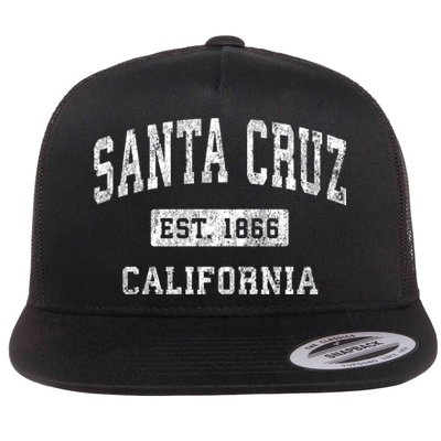 Santa Cruz California Ca Vintage Established Sports Design Flat Bill Trucker Hat