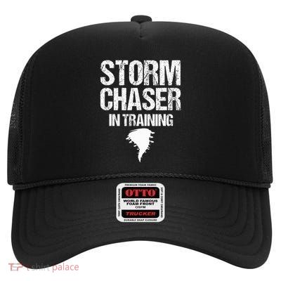Storm Chaser Chasing Weather Hurricane Tornado Twister Gift High Crown Mesh Back Trucker Hat