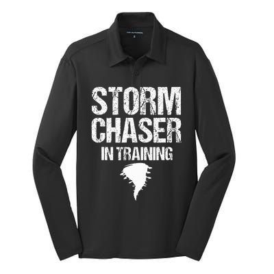 Storm Chaser Chasing Weather Hurricane Tornado Twister Gift Silk Touch Performance Long Sleeve Polo