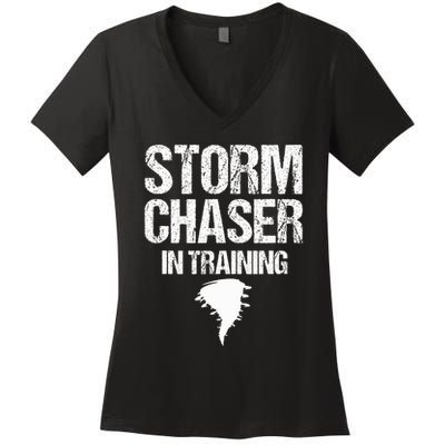 Storm Chaser Chasing Weather Hurricane Tornado Twister Gift Women's V-Neck T-Shirt