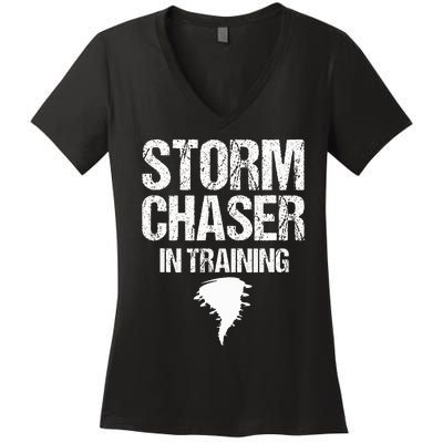 Storm Chaser Chasing Weather Hurricane Tornado Twister Gift Women's V-Neck T-Shirt