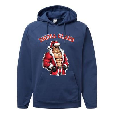 Sigma Claus Cool Santa Funny Christmas Rizz Rizzler Meme Performance Fleece Hoodie