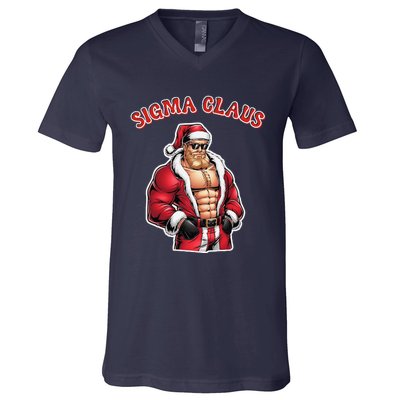 Sigma Claus Cool Santa Funny Christmas Rizz Rizzler Meme V-Neck T-Shirt