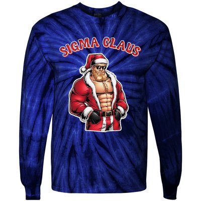 Sigma Claus Cool Santa Funny Christmas Rizz Rizzler Meme Tie-Dye Long Sleeve Shirt