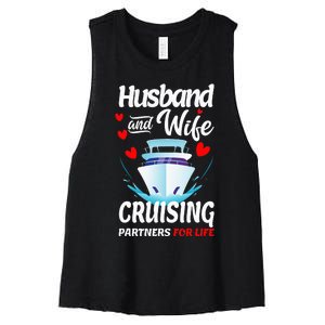 Summer Cruising Cruise Vacation Husband Wife Couple Women's Racerback Cropped Tank