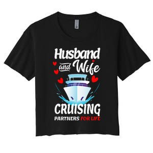 Summer Cruising Cruise Vacation Husband Wife Couple Women's Crop Top Tee