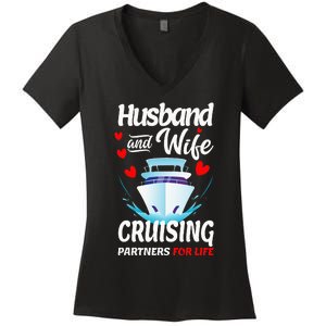 Summer Cruising Cruise Vacation Husband Wife Couple Women's V-Neck T-Shirt