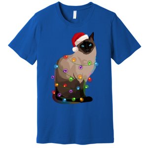 Siamese Cat Christmas Lights Xmas Cat Lover Gift Premium T-Shirt