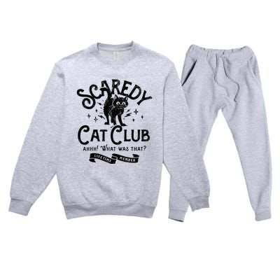 Scaredy Cat Club Ah What Was That Lifetime Member Black Cat Premium Crewneck Sweatsuit Set