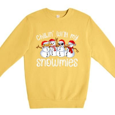 Snowman Christmas Chillin With My Snowmies Ugly Gift Premium Crewneck Sweatshirt