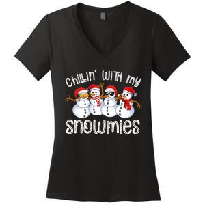 Snowman Christmas Chillin With My Snowmies Ugly Gift Women's V-Neck T-Shirt