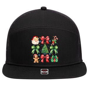 Santa Claus Candy Christmas Tree Coquette Bow Cute Gift 7 Panel Mesh Trucker Snapback Hat