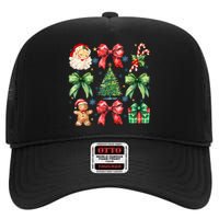 Santa Claus Candy Christmas Tree Coquette Bow Cute Gift High Crown Mesh Back Trucker Hat