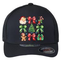 Santa Claus Candy Christmas Tree Coquette Bow Cute Gift Flexfit Unipanel Trucker Cap