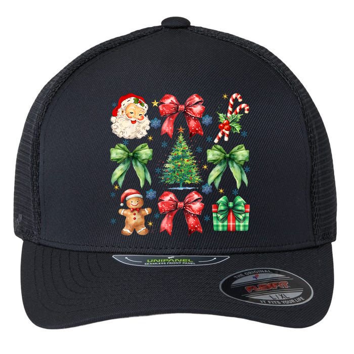 Santa Claus Candy Christmas Tree Coquette Bow Cute Gift Flexfit Unipanel Trucker Cap