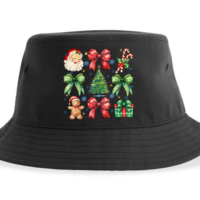 Santa Claus Candy Christmas Tree Coquette Bow Cute Gift Sustainable Bucket Hat