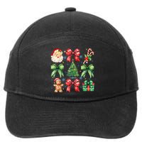 Santa Claus Candy Christmas Tree Coquette Bow Cute Gift 7-Panel Snapback Hat