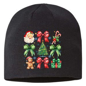 Santa Claus Candy Christmas Tree Coquette Bow Cute Gift Sustainable Beanie