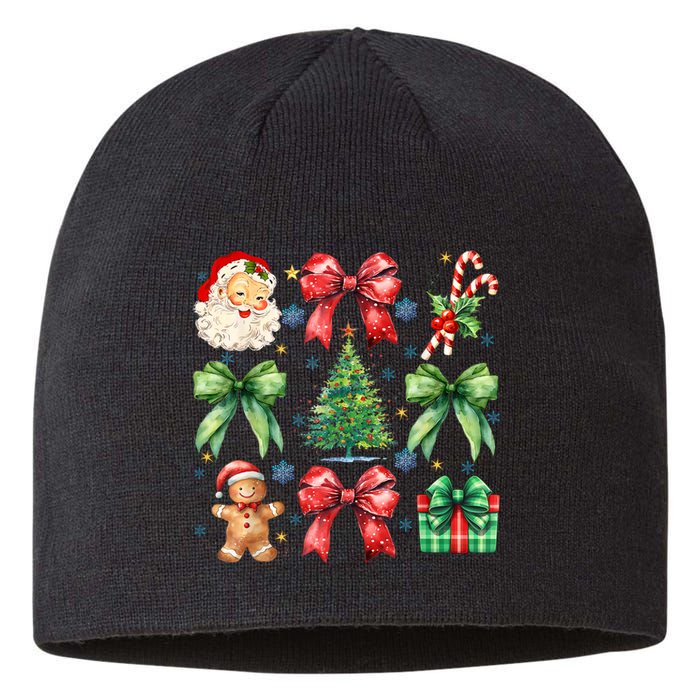 Santa Claus Candy Christmas Tree Coquette Bow Cute Gift Sustainable Beanie