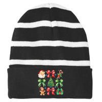 Santa Claus Candy Christmas Tree Coquette Bow Cute Gift Striped Beanie with Solid Band