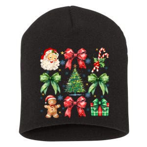 Santa Claus Candy Christmas Tree Coquette Bow Cute Gift Short Acrylic Beanie