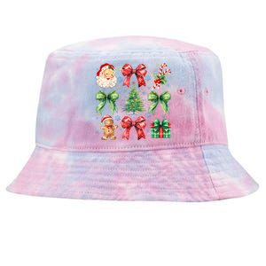 Santa Claus Candy Christmas Tree Coquette Bow Cute Gift Tie-Dyed Bucket Hat