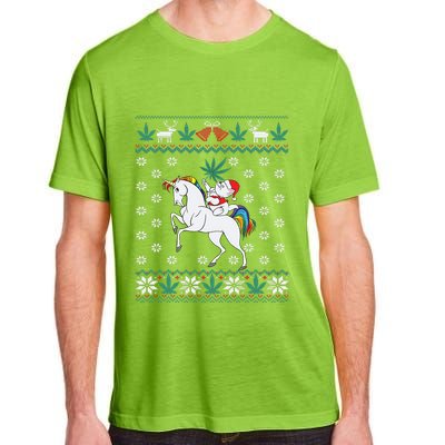 Santa Cat Christmas Unicorn Marijuana Cannabis Gift Adult ChromaSoft Performance T-Shirt