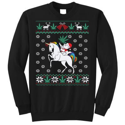 Santa Cat Christmas Unicorn Marijuana Cannabis Gift Sweatshirt