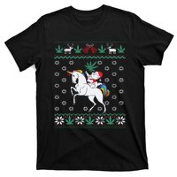 Santa Cat Christmas Unicorn Marijuana Cannabis Gift T-Shirt