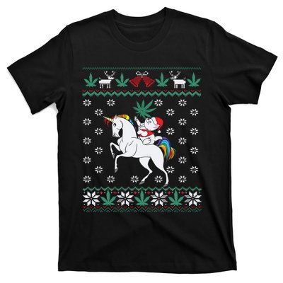 Santa Cat Christmas Unicorn Marijuana Cannabis Gift T-Shirt