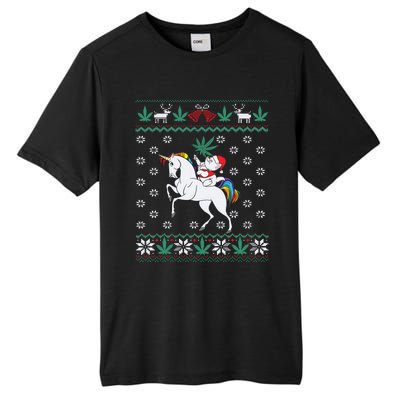 Santa Cat Christmas Unicorn Marijuana Cannabis Gift Tall Fusion ChromaSoft Performance T-Shirt