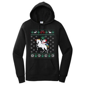 Santa Cat Christmas Unicorn Marijuana Cannabis Gift Women's Pullover Hoodie