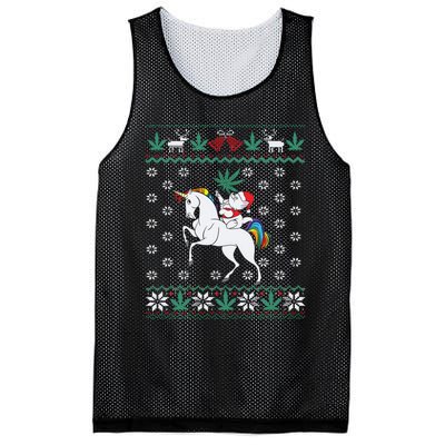 Santa Cat Christmas Unicorn Marijuana Cannabis Gift Mesh Reversible Basketball Jersey Tank