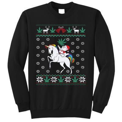 Santa Cat Christmas Unicorn Marijuana Cannabis Gift Tall Sweatshirt