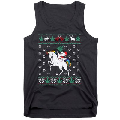 Santa Cat Christmas Unicorn Marijuana Cannabis Gift Tank Top