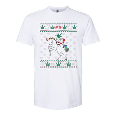 Santa Cat Christmas Unicorn Marijuana Cannabis Gift Softstyle CVC T-Shirt