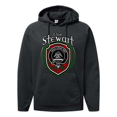 Stewart Clan Crest Scottish Clan Stewart Family Badge Performance Fleece Hoodie