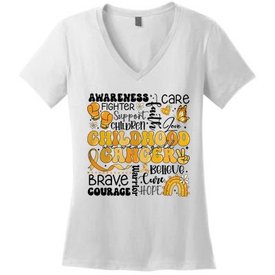 Support Children Childhood Cancer Awareness Women's V-Neck T-Shirt