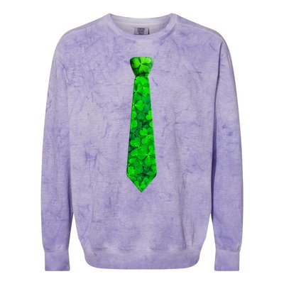 Shamrocks Clover Camo Leaves Necktie St Patrick's Lucky Dad Cool Gift Colorblast Crewneck Sweatshirt