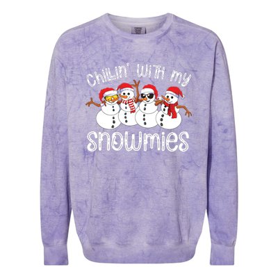 Snowman Christmas Chillin With My Snowmies Ugly Gift Colorblast Crewneck Sweatshirt