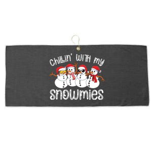 Snowman Christmas Chillin With My Snowmies Ugly Gift Large Microfiber Waffle Golf Towel