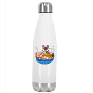 Siamese Cat Chillin Ra Kawaii Japanese Food Otaku Gift Stainless Steel Insulated Water Bottle