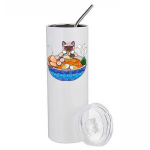 Siamese Cat Chillin Ra Kawaii Japanese Food Otaku Gift Stainless Steel Tumbler