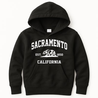 Sacramento California CA Vintage State Athletic Style Kids Hoodie