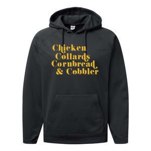 Samuelljackson Chicken Collards Cornbread & Cobbler Performance Fleece Hoodie