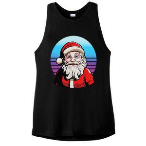 Santa Claus Christmas Red Suit Beard Smile Festive Holiday Ladies PosiCharge Tri-Blend Wicking Tank